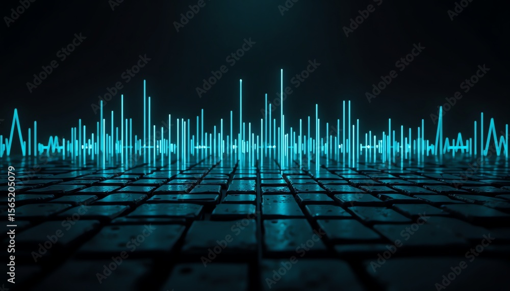 Poster audio waveform visualization on tiled surface technology