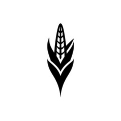 Silhouette pictogram of corn plant with leaves and cob representing agricultural growth and harvest themes
