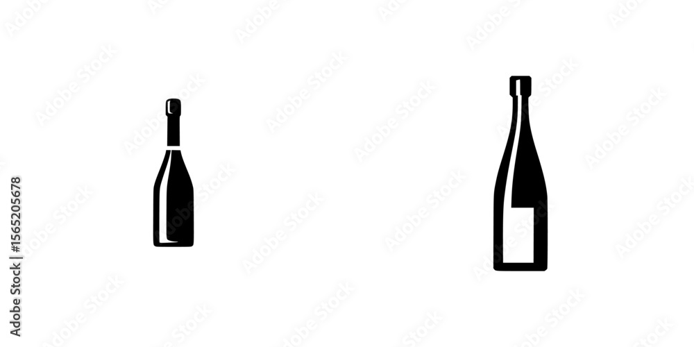 Poster silhouette pictograms of wine bottles showcasing distinct shapes and designs useful for various grap