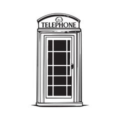 Fototapeta premium Telephone Box silhouette, phone booth, telephone vintage, vector illustration, Telephone booth icon isolated on white background, 