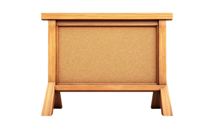 Wooden community notice board isolated on transparent background