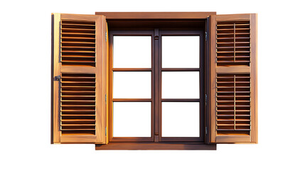 Obraz premium wooden open window shutters isolated on transparent background