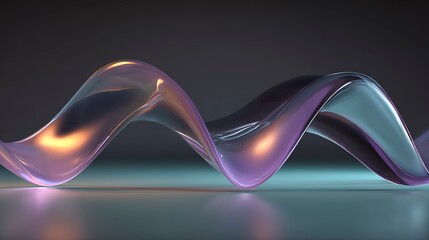 A smooth subtle, very realistic set of blown glass 3d objects in a series of subtle wave like shapes that are all connected together to form a wave pattern