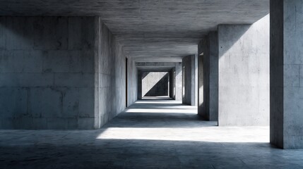 Obraz premium Wide View of Abstract Concrete Passage in Brutalist Style