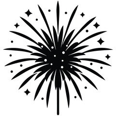 Obraz premium Abstract black silhouette of a firework explosion with stars and dots