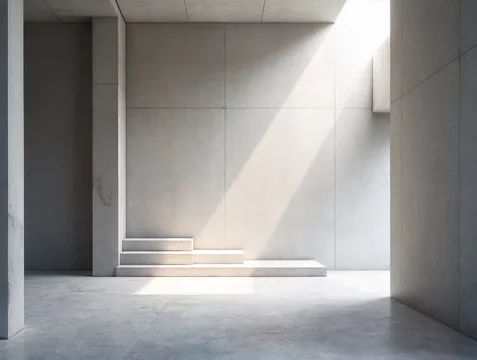 Geometric Concrete Space with Soft Diagonal Lighting