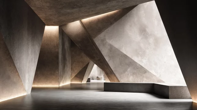 Empty Monochrome Room with Minimal Brutalist Aesthetic