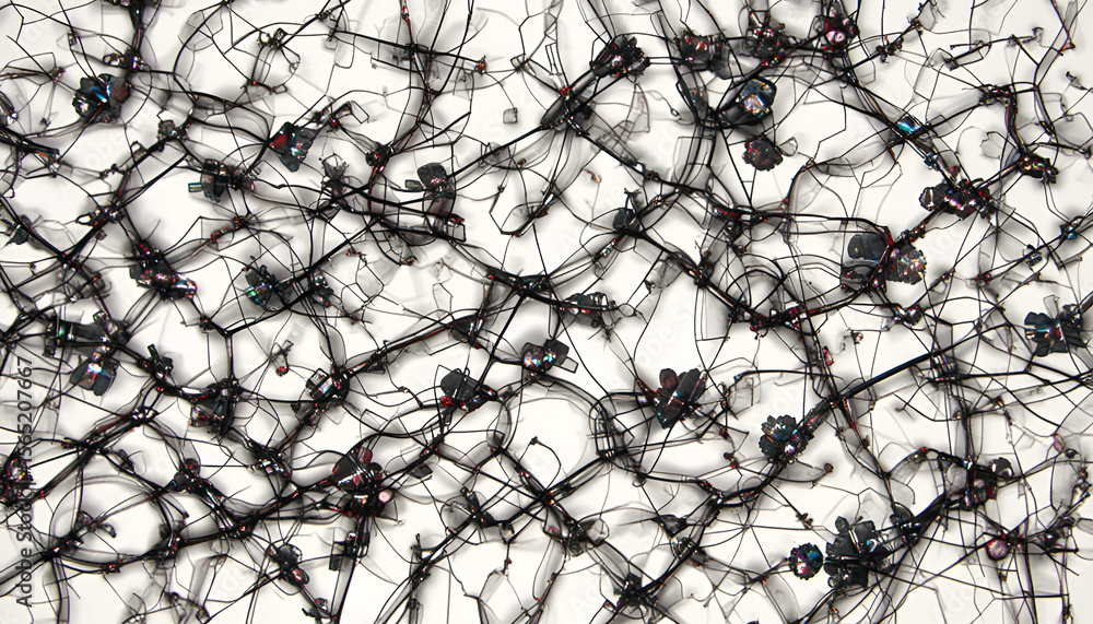 Poster a delicate network of crystallized structures forms intricate patterns against a clean white backdro