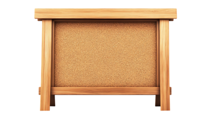 Wooden notice board with cork isolated on transparent background