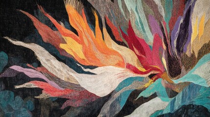 A vibrant tapestry of flowing colors.