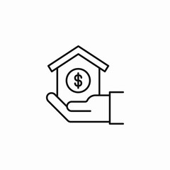 house mortgage hand icon sign vector