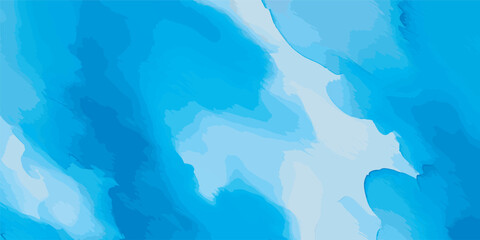 there is a painting of a blue and white cloud with a plane in the sky.