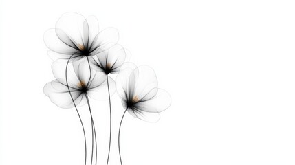 minimalist line art flowers on white background