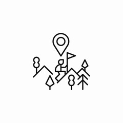 mountain hiker flag icon sign vector