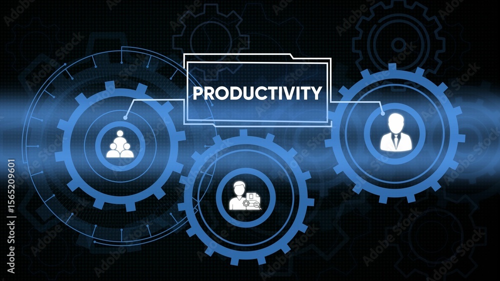 Aufkleber conceptual illustration of business productivity and teamwork in a digital technology setting