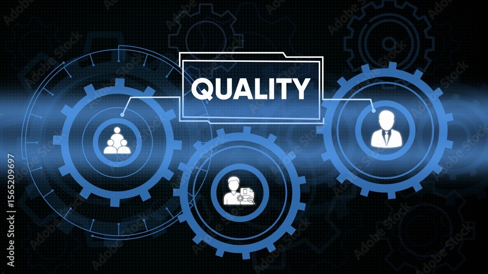 Aufkleber conceptual illustration of quality control teamwork and efficient business process management.