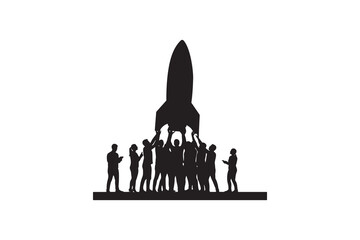 Obraz premium Group Success with Rocket Silhouette Concept