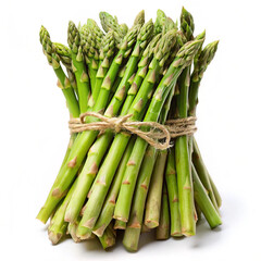 Fresh Green Asparagus Bundle, Rustic Twine Tied, Vibrant Spring Harvest, Healthy Food Image