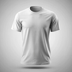 Clean White Men's Crew Neck T-Shirt Mockup; Studio Shot, Neutral Background, Simple Style.
