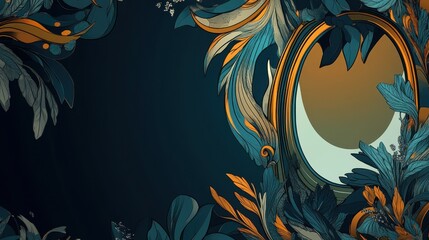 Ornate floral frame with an oval mirror.