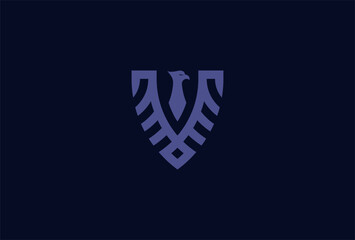 Eagle logo, modern eagle with shield combination, vector illustration