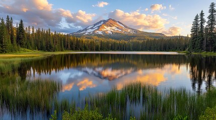 Mountain Lake Sunset Scenery