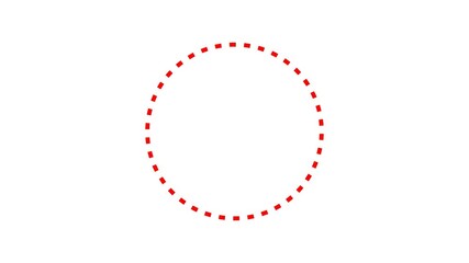Animated Red Dashed Line Arrow Video - Direction Path Connect, circle, round Circle Highlight, Circle marker, red circle highlight with transparent background.