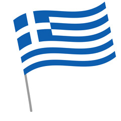 Obraz premium Greece national flag flutters with flagpole