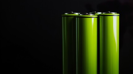 Vertical Stack of Green Batteries
