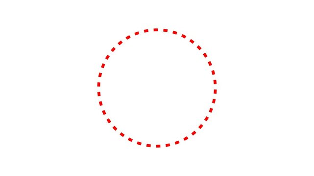 Animated Red Dashed Line Arrow Video - Direction Path Connect, circle, round Circle Highlight, Circle marker, red circle highlight with transparent background.