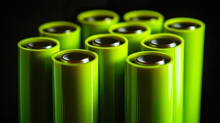 Vertical Stack of Green Batteries