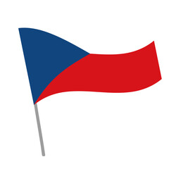 Czech national flag flutters with flagpole