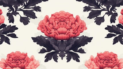 Ornamental floral design with deep leaves.