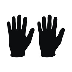 Obraz premium Two black gloved hands reaching up silhouette isolated on white background