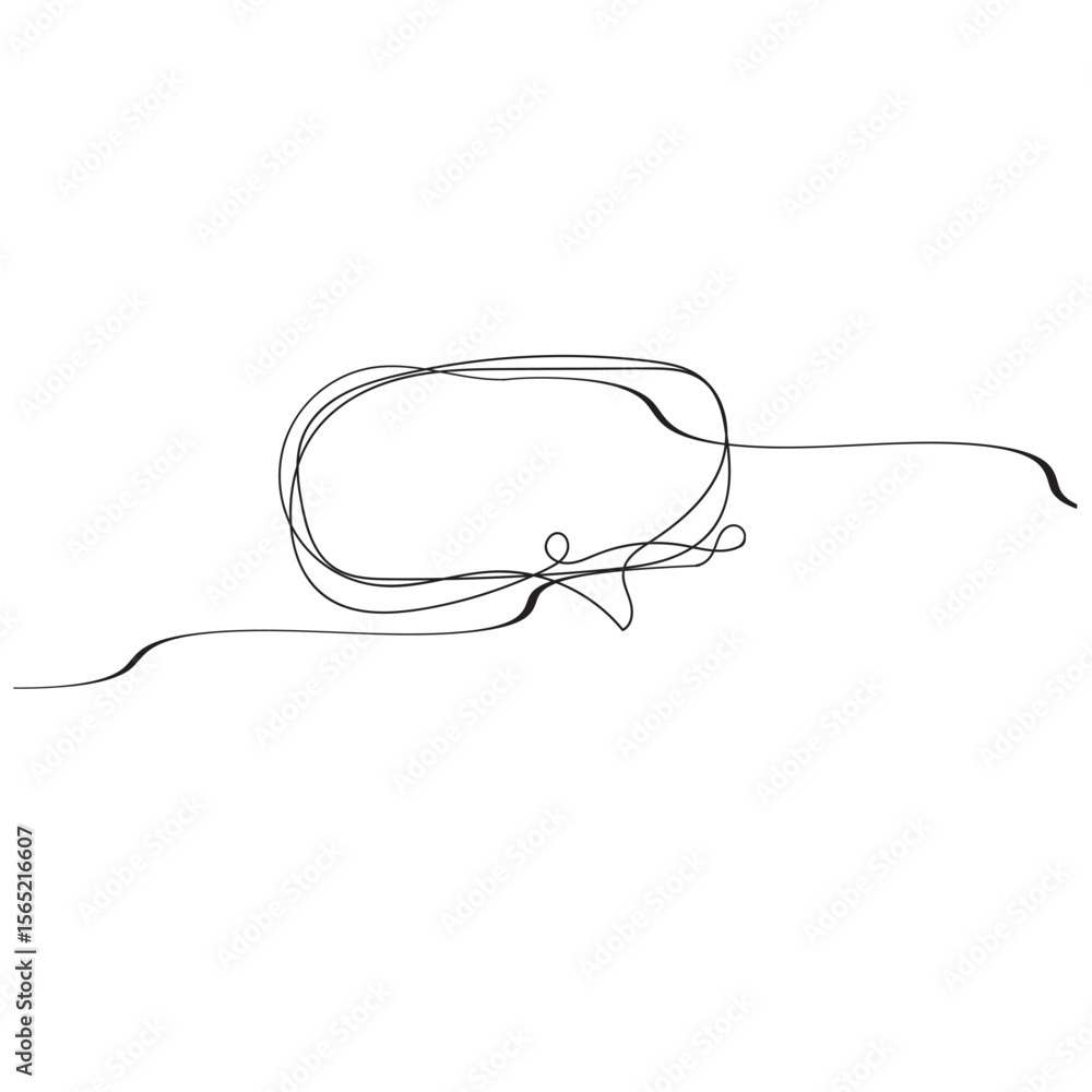 Poster vector continuous line circle speech bubble black line isolated on white background hand drawn illus