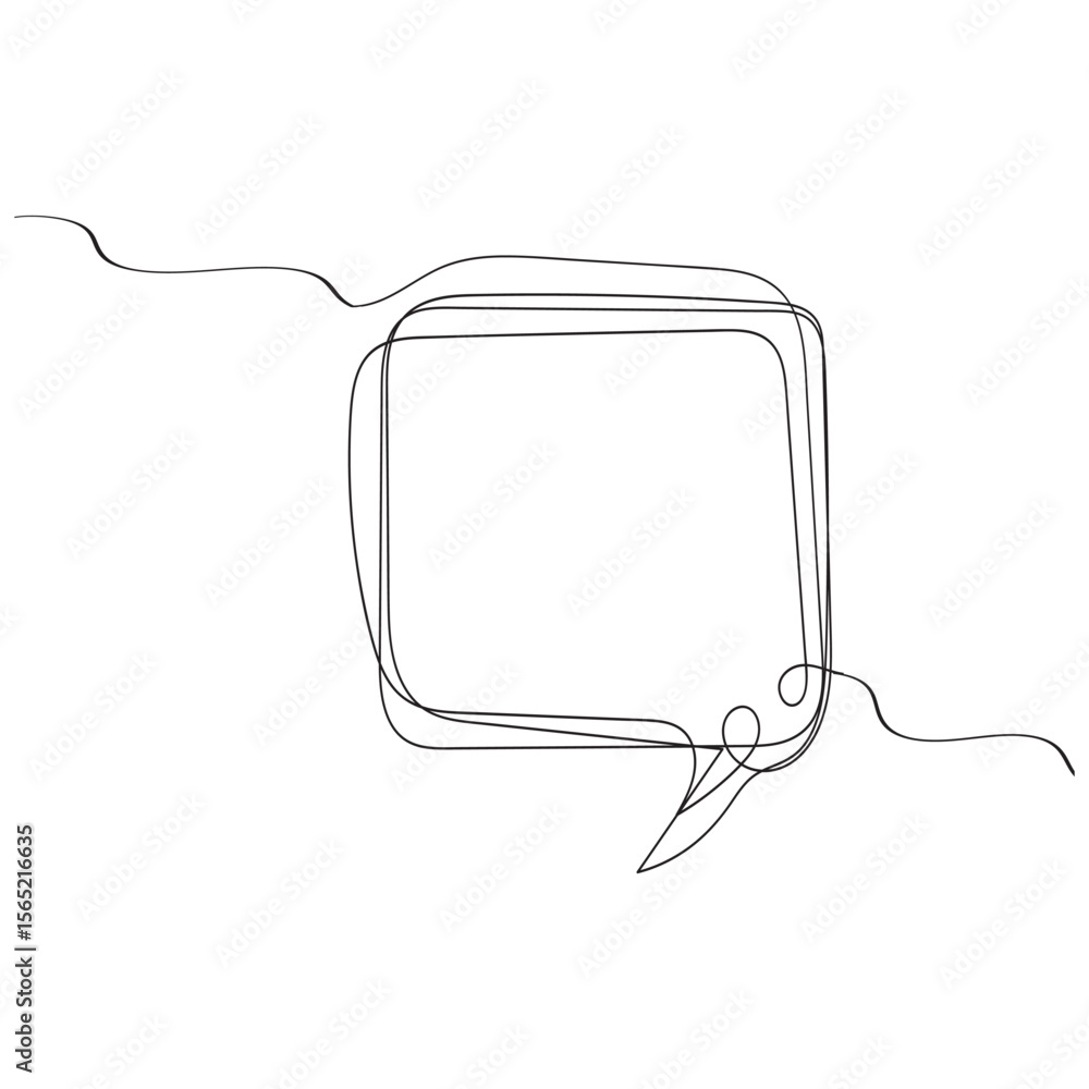 Poster vector continuous line circle speech bubble black line isolated on white background hand drawn illus