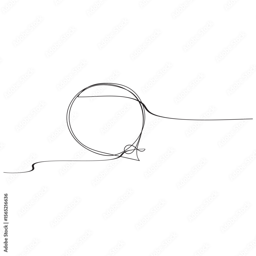 Poster vector continuous line circle speech bubble black line isolated on white background hand drawn illus