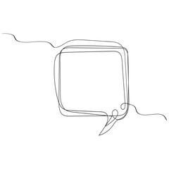 Vector Continuous Line Circle Speech Bubble Black Line Isolated on White Background Hand Drawn Illustration Blank Frame Template Single Line Drawing