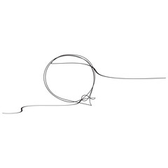 Vector Continuous Line Circle Speech Bubble Black Line Isolated on White Background Hand Drawn Illustration Blank Frame Template Single Line Drawing