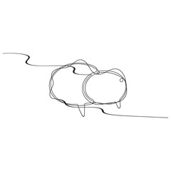 Vector Continuous Line Circle Speech Bubble Black Line Isolated on White Background Hand Drawn Illustration Blank Frame Template Single Line Drawing
