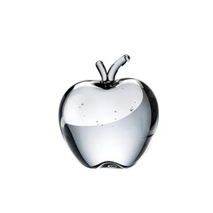 Obraz premium Glass Apple: A transparent glass apple, crafted with intricate detail, shines, captivating the viewer. The simple elegance symbolizes clarity and artistic design.