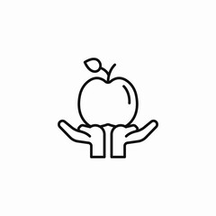 hands holding apple icon sign vector