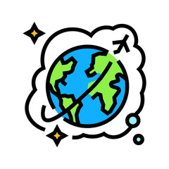 travel world dream color icon vector illustration