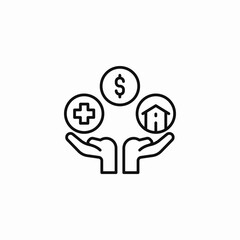 hands holding benefits icon sign vector