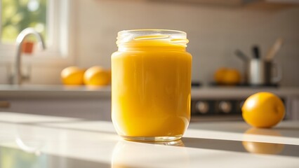 Vibrant Homemade Orange Marmalade in a Mason Jar