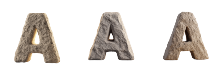 Stone letter A alphabet, ancient block, textured uppercase font, rough, strong, sturdy design
