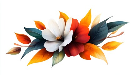 vintage floral design with detailed leaves and petals