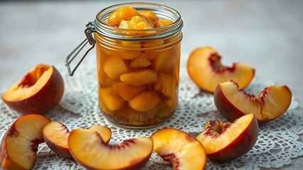Fresh Peaches in a Mason Jar