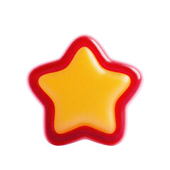 Yellow star shape, red border on black background, shiny, glossy, geometric design, reward, winner