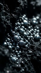 Close-up Stillness: Spherical Beads on a Dark Background